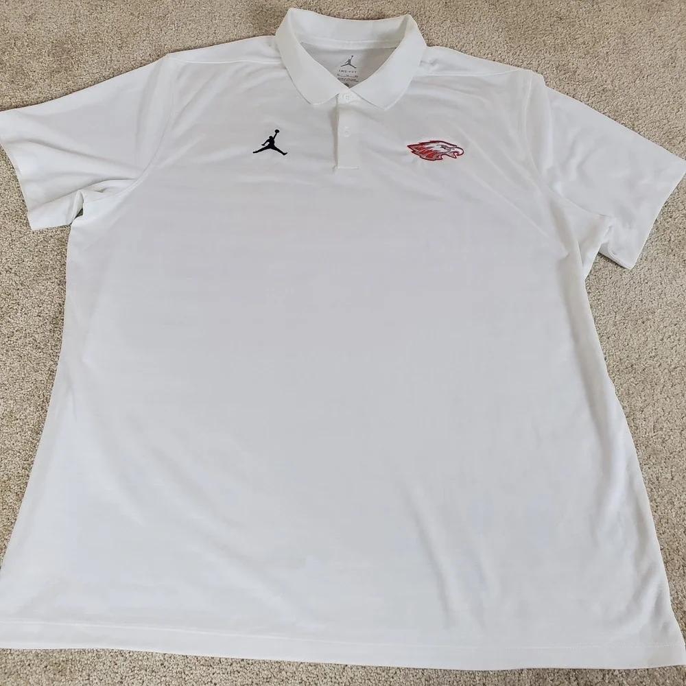 Atlanta‎ Falcons Men's Polo Shirt Size XL White Jordan Dri-FIT Short Sleeve